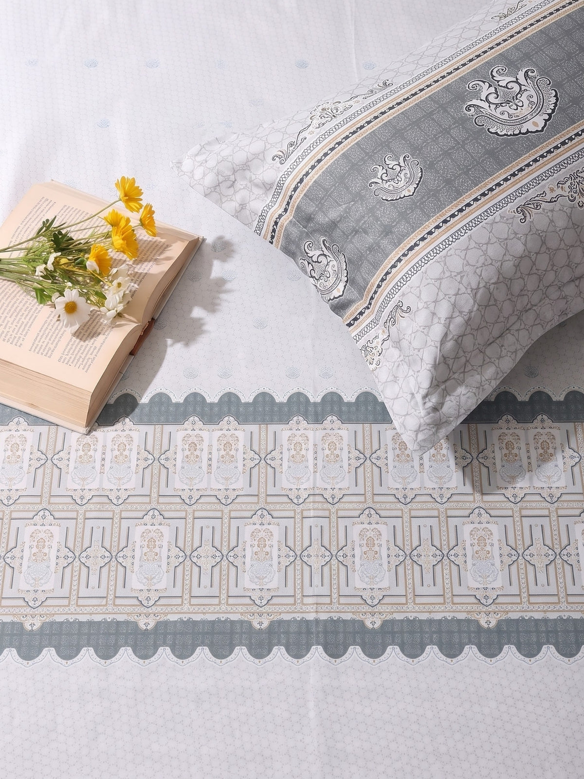DAZZEL KING 100% Cotton Bedsheet | 210 TC Premium Fabric | King Size 108 x 108 Inches | Includes 2 Pillow Covers