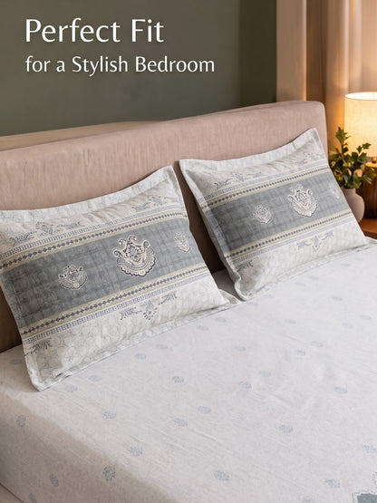 DAZZEL KING 100% Cotton Bedsheet | 210 TC Premium Fabric | King Size 108 x 108 Inches | Includes 2 Pillow Covers