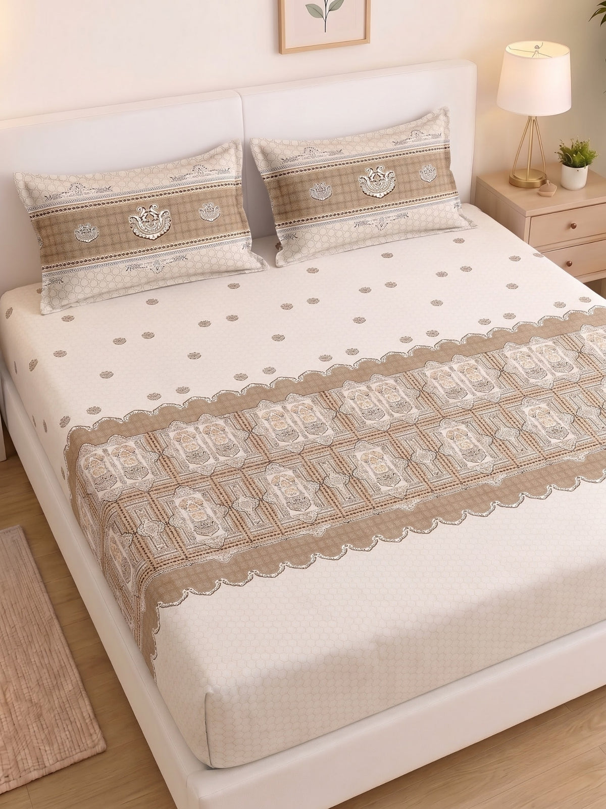 DAZZEL KING 100% Cotton Bedsheet | 210 TC Premium Fabric | King Size 108 x 108 Inches | Includes 2 Pillow Covers
