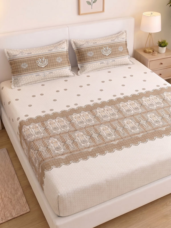 DAZZEL KING 100% Cotton Bedsheet | 210 TC Premium Fabric | King Size 108 x 108 Inches | Includes 2 Pillow Covers
