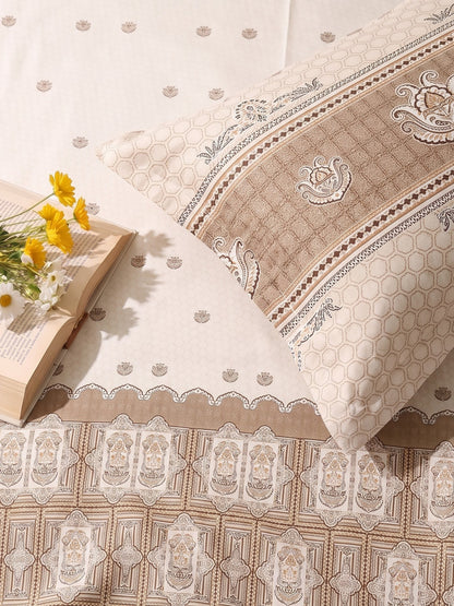 DAZZEL KING 100% Cotton Bedsheet | 210 TC Premium Fabric | King Size 108 x 108 Inches | Includes 2 Pillow Covers