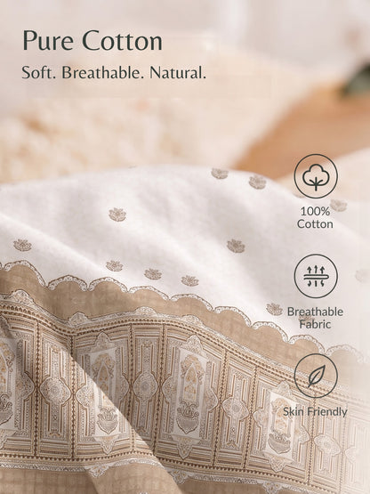 DAZZEL KING 100% Cotton Bedsheet | 210 TC Premium Fabric | King Size 108 x 108 Inches | Includes 2 Pillow Covers