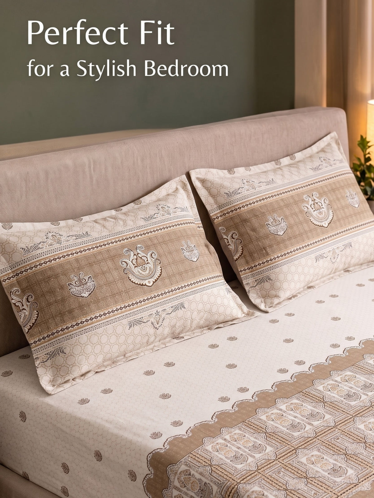 DAZZEL KING 100% Cotton Bedsheet | 210 TC Premium Fabric | King Size 108 x 108 Inches | Includes 2 Pillow Covers