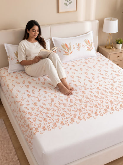 DAZZEL KING 100% Cotton Bedsheet | 210 TC Premium Fabric | King Size 108 x 108 Inches | Includes 2 Pillow Covers