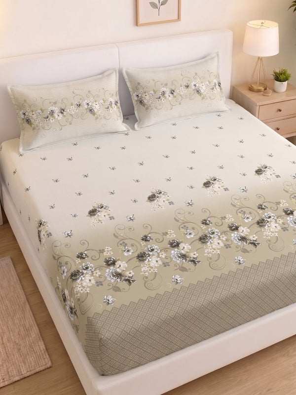 DAZZEL KING 100% Cotton Bedsheet | 210 TC Premium Fabric | King Size 108 x 108 Inches | Includes 2 Pillow Covers