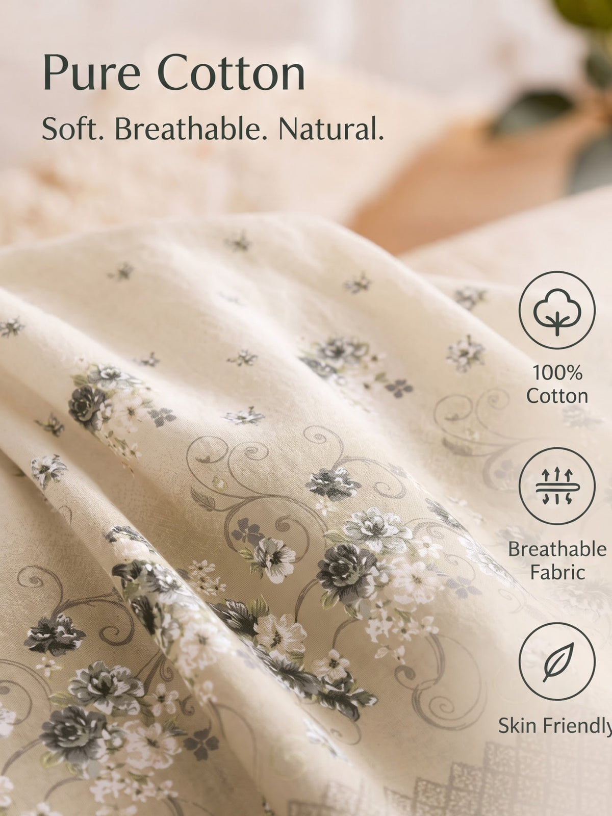 DAZZEL KING 100% Cotton Bedsheet | 210 TC Premium Fabric | King Size 108 x 108 Inches | Includes 2 Pillow Covers