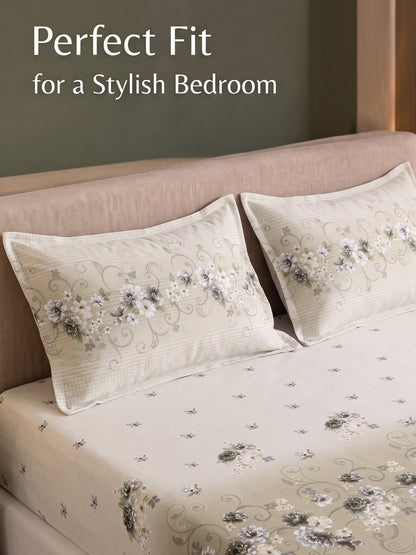 DAZZEL KING 100% Cotton Bedsheet | 210 TC Premium Fabric | King Size 108 x 108 Inches | Includes 2 Pillow Covers