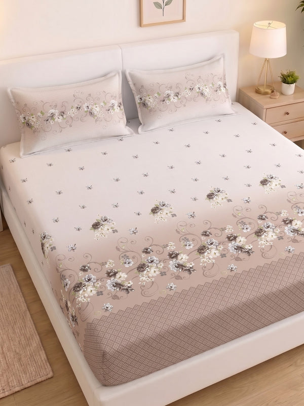 DAZZEL KING 100% Cotton Bedsheet | 210 TC Premium Fabric | King Size 108 x 108 Inches | Includes 2 Pillow Covers