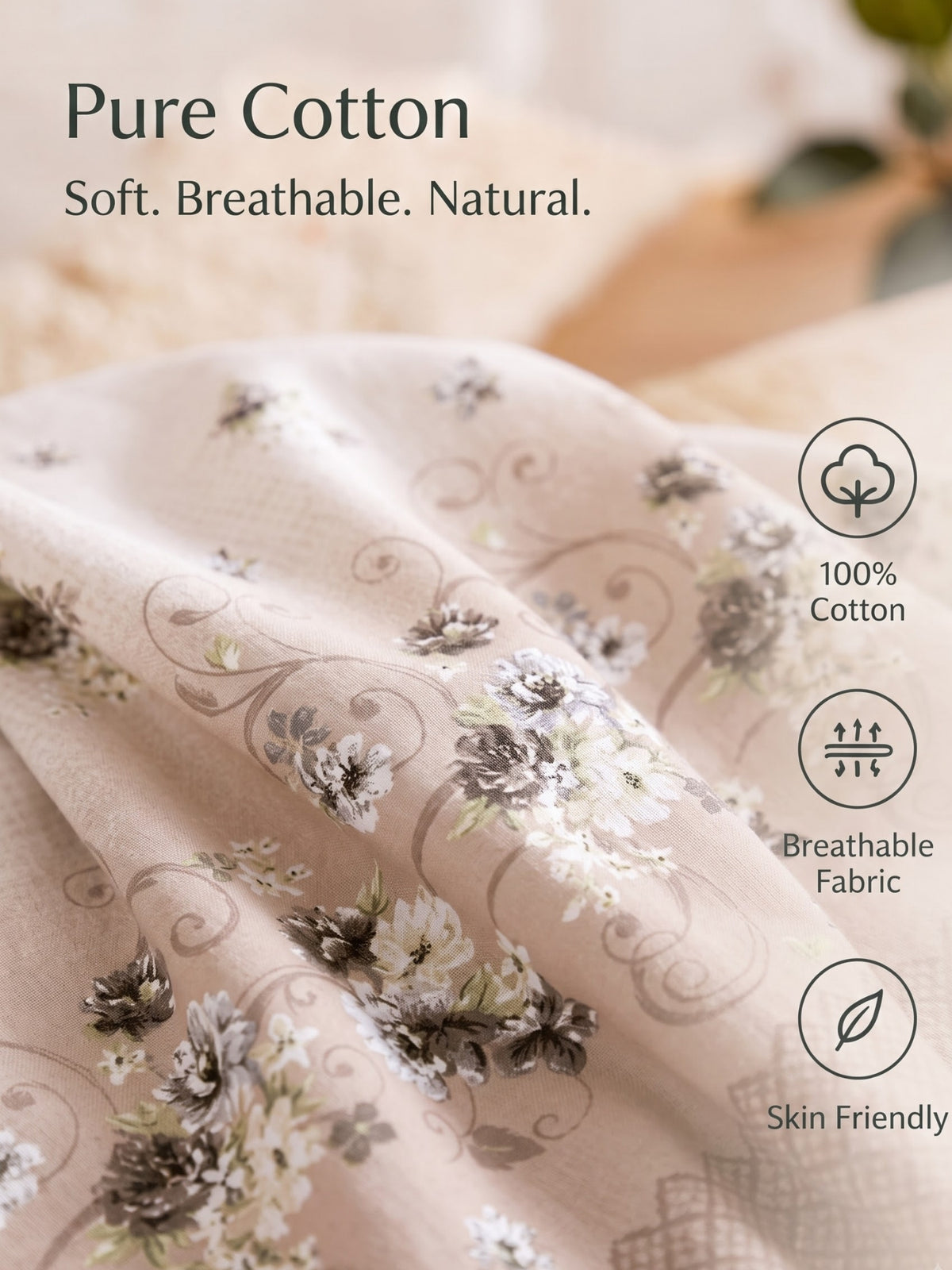 DAZZEL KING 100% Cotton Bedsheet | 210 TC Premium Fabric | King Size 108 x 108 Inches | Includes 2 Pillow Covers