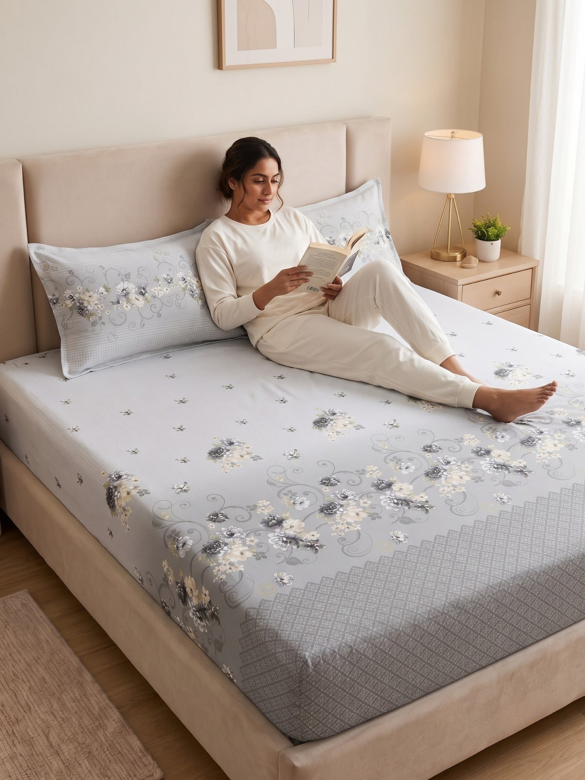 DAZZEL KING 100% Cotton Bedsheet | 210 TC Premium Fabric | King Size 108 x 108 Inches | Includes 2 Pillow Covers