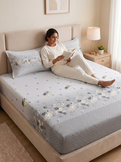 DAZZEL KING 100% Cotton Bedsheet | 210 TC Premium Fabric | King Size 108 x 108 Inches | Includes 2 Pillow Covers