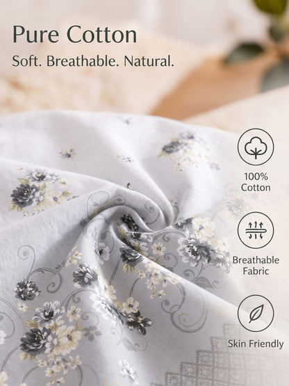 DAZZEL KING 100% Cotton Bedsheet | 210 TC Premium Fabric | King Size 108 x 108 Inches | Includes 2 Pillow Covers