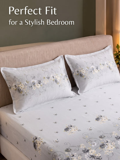 DAZZEL KING 100% Cotton Bedsheet | 210 TC Premium Fabric | King Size 108 x 108 Inches | Includes 2 Pillow Covers