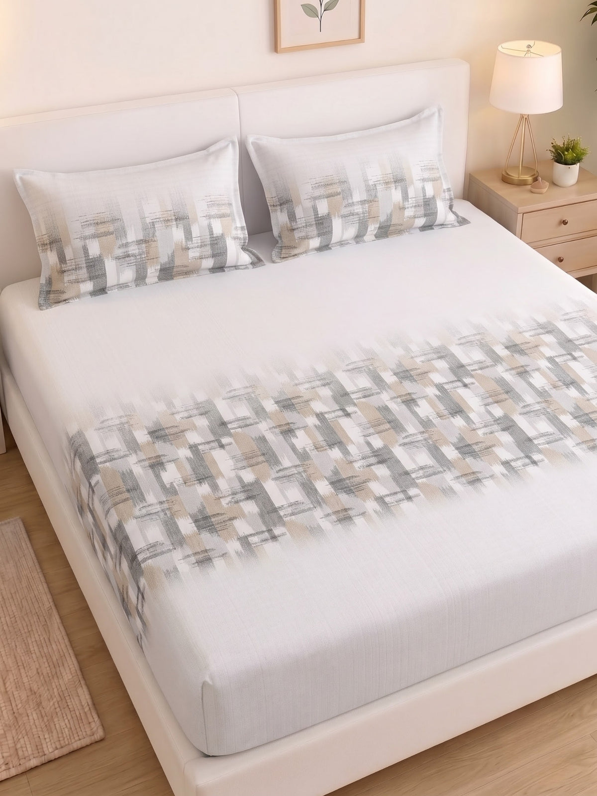 DAZZEL KING 100% Cotton Bedsheet | 210 TC Premium Fabric | King Size 108 x 108 Inches | Includes 2 Pillow Covers