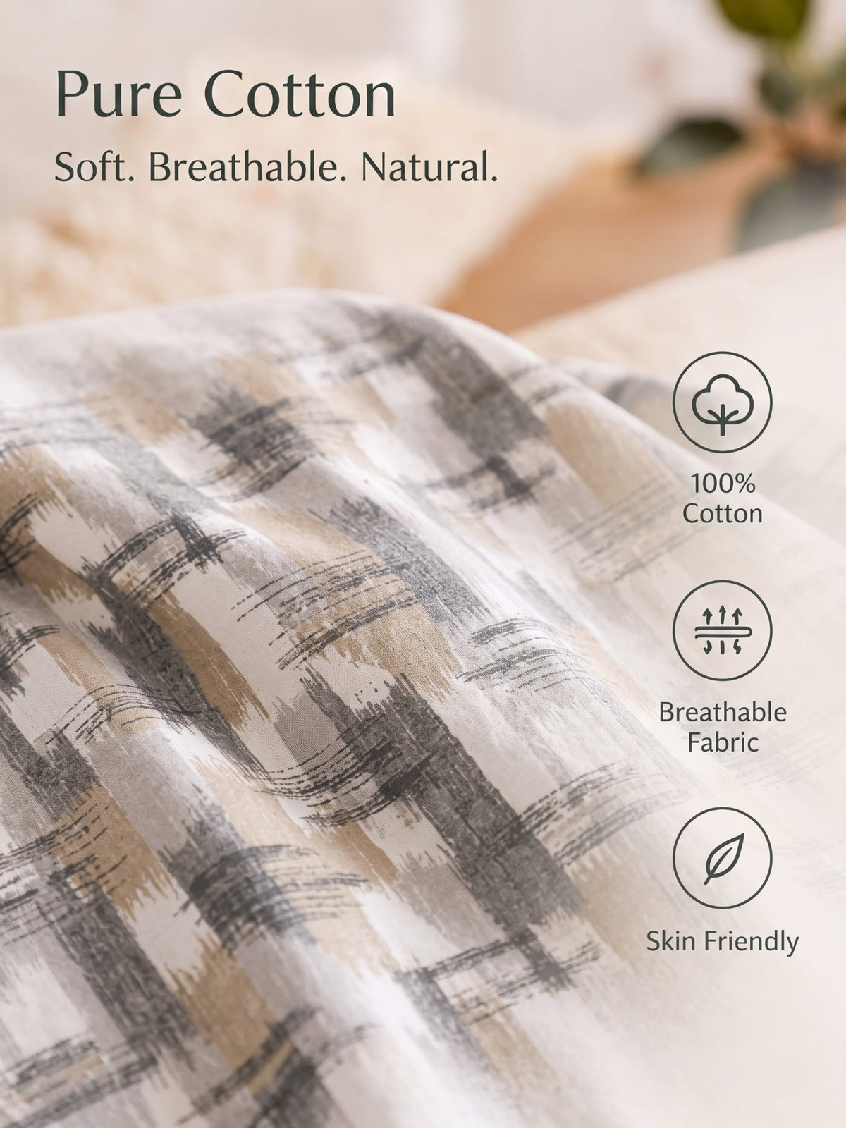 DAZZEL KING 100% Cotton Bedsheet | 210 TC Premium Fabric | King Size 108 x 108 Inches | Includes 2 Pillow Covers