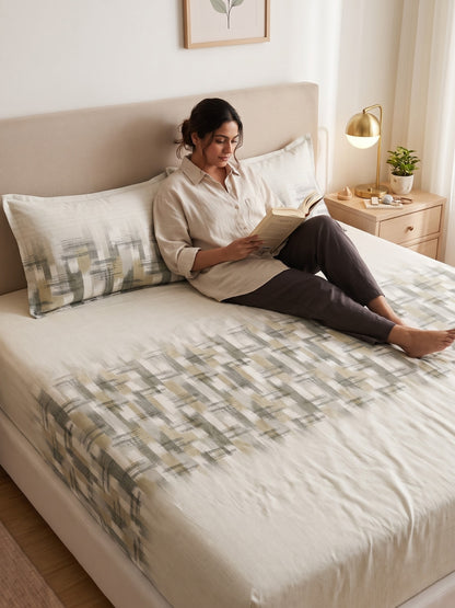 DAZZEL KING 100% Cotton Bedsheet | 210 TC Premium Fabric | King Size 108 x 108 Inches | Includes 2 Pillow Covers