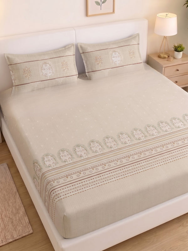 DAZZEL KING 100% Cotton Bedsheet | 210 TC Premium Fabric | King Size 108 x 108 Inches | Includes 2 Pillow Covers