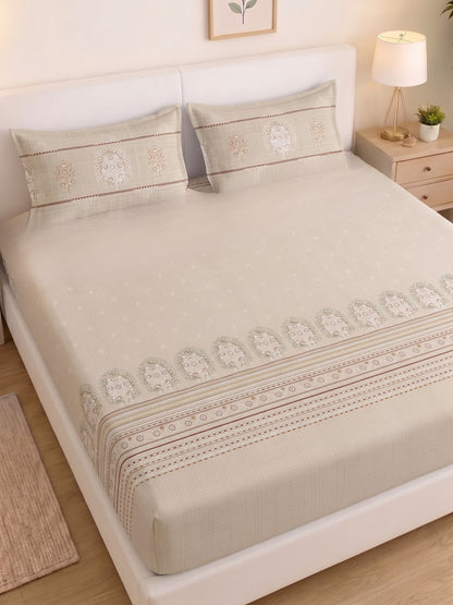DAZZEL KING 100% Cotton Bedsheet | 210 TC Premium Fabric | King Size 108 x 108 Inches | Includes 2 Pillow Covers
