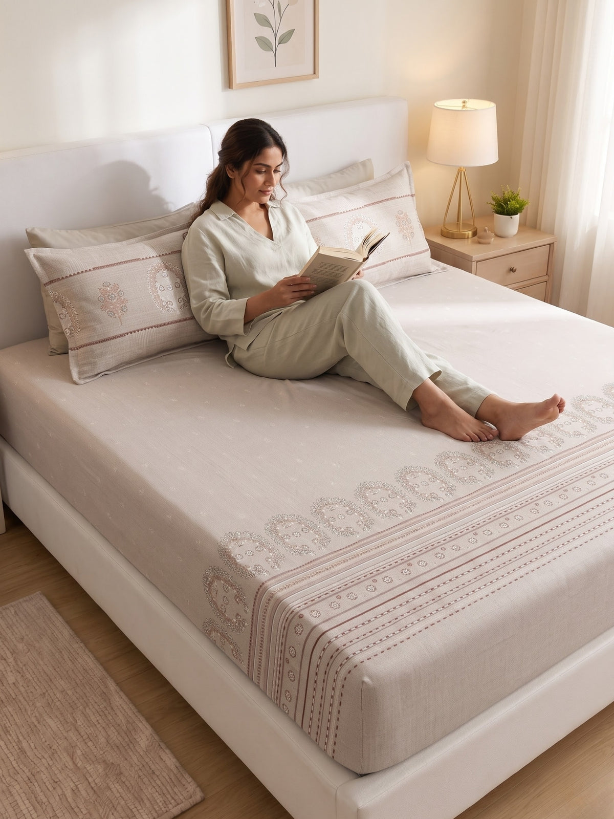 DAZZEL KING 100% Cotton Bedsheet | 210 TC Premium Fabric | King Size 108 x 108 Inches | Includes 2 Pillow Covers
