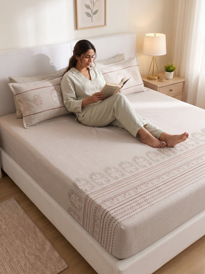 DAZZEL KING 100% Cotton Bedsheet | 210 TC Premium Fabric | King Size 108 x 108 Inches | Includes 2 Pillow Covers