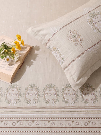 DAZZEL KING 100% Cotton Bedsheet | 210 TC Premium Fabric | King Size 108 x 108 Inches | Includes 2 Pillow Covers