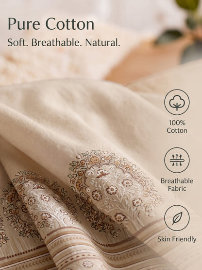 DAZZEL KING 100% Cotton Bedsheet | 210 TC Premium Fabric | King Size 108 x 108 Inches | Includes 2 Pillow Covers