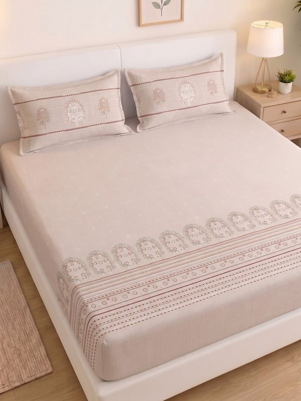 DAZZEL KING 100% Cotton Bedsheet | 210 TC Premium Fabric | King Size 108 x 108 Inches | Includes 2 Pillow Covers