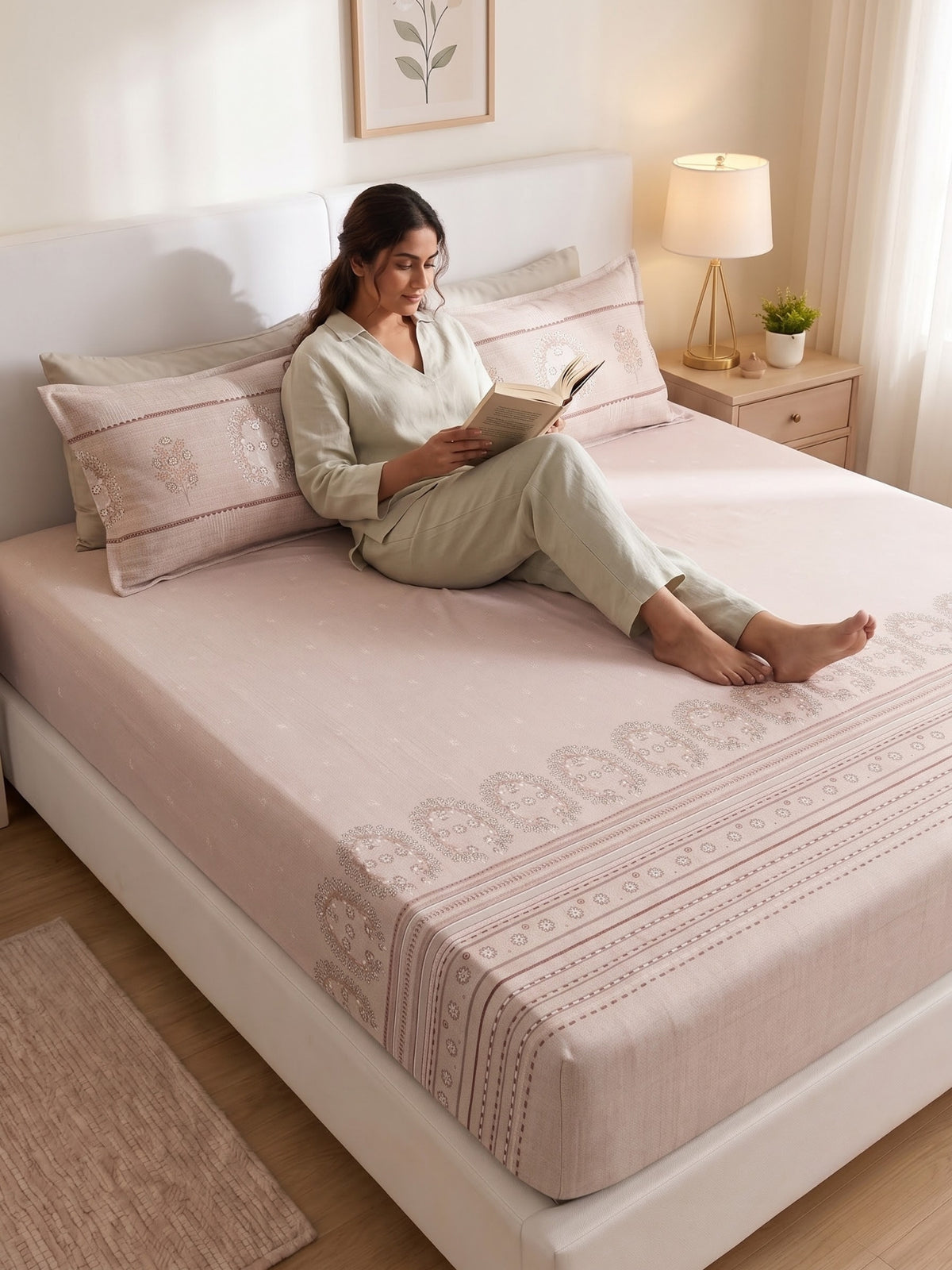 DAZZEL KING 100% Cotton Bedsheet | 210 TC Premium Fabric | King Size 108 x 108 Inches | Includes 2 Pillow Covers