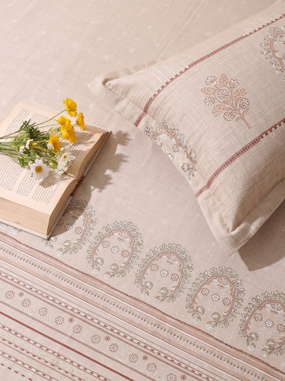 DAZZEL KING 100% Cotton Bedsheet | 210 TC Premium Fabric | King Size 108 x 108 Inches | Includes 2 Pillow Covers