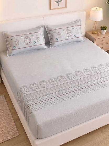 DAZZEL KING 100% Cotton Bedsheet | 210 TC Premium Fabric | King Size 108 x 108 Inches | Includes 2 Pillow Covers|Light Grey