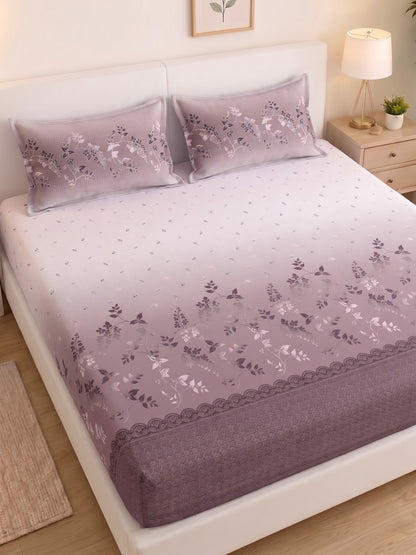 DAZZEL KING 100% Cotton Bedsheet | 210 TC Premium Fabric | King Size 108 x 108 Inches | Includes 2 Pillow Covers