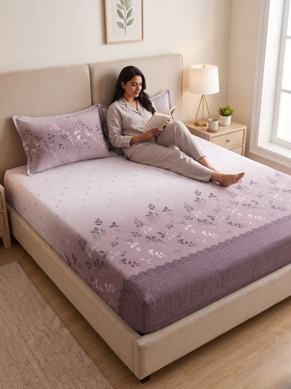 DAZZEL KING 100% Cotton Bedsheet | 210 TC Premium Fabric | King Size 108 x 108 Inches | Includes 2 Pillow Covers