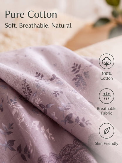 DAZZEL KING 100% Cotton Bedsheet | 210 TC Premium Fabric | King Size 108 x 108 Inches | Includes 2 Pillow Covers
