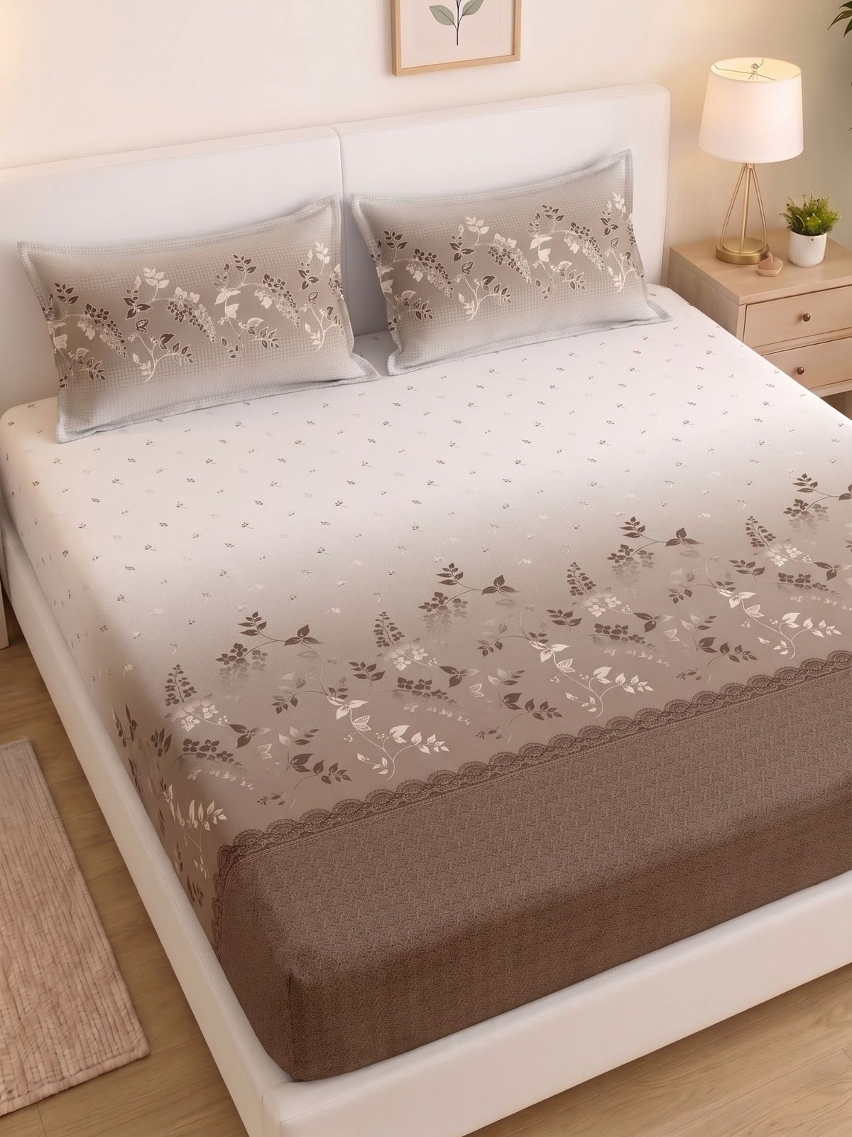 DAZZEL KING 100% Cotton Bedsheet | 210 TC Premium Fabric | King Size 108 x 108 Inches | Includes 2 Pillow Covers
