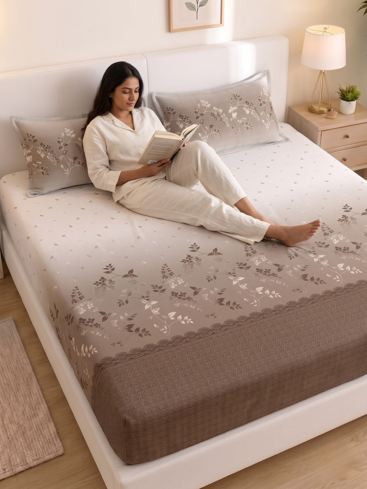 DAZZEL KING 100% Cotton Bedsheet | 210 TC Premium Fabric | King Size 108 x 108 Inches | Includes 2 Pillow Covers