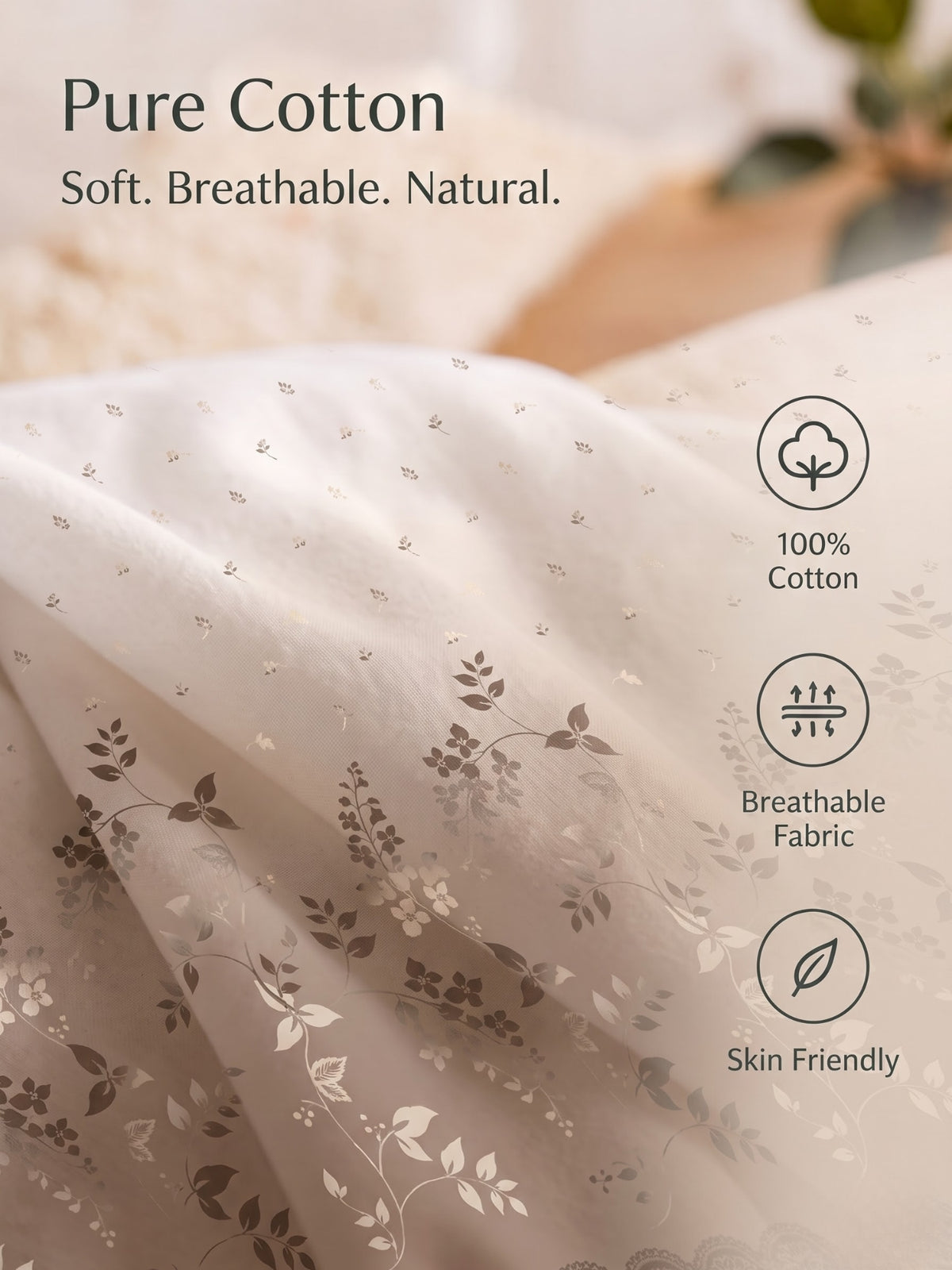 DAZZEL KING 100% Cotton Bedsheet | 210 TC Premium Fabric | King Size 108 x 108 Inches | Includes 2 Pillow Covers