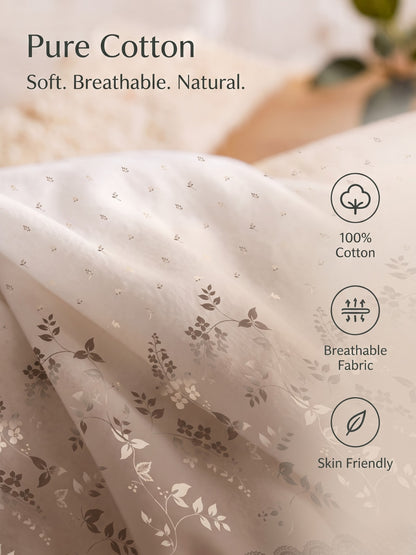 DAZZEL KING 100% Cotton Bedsheet | 210 TC Premium Fabric | King Size 108 x 108 Inches | Includes 2 Pillow Covers