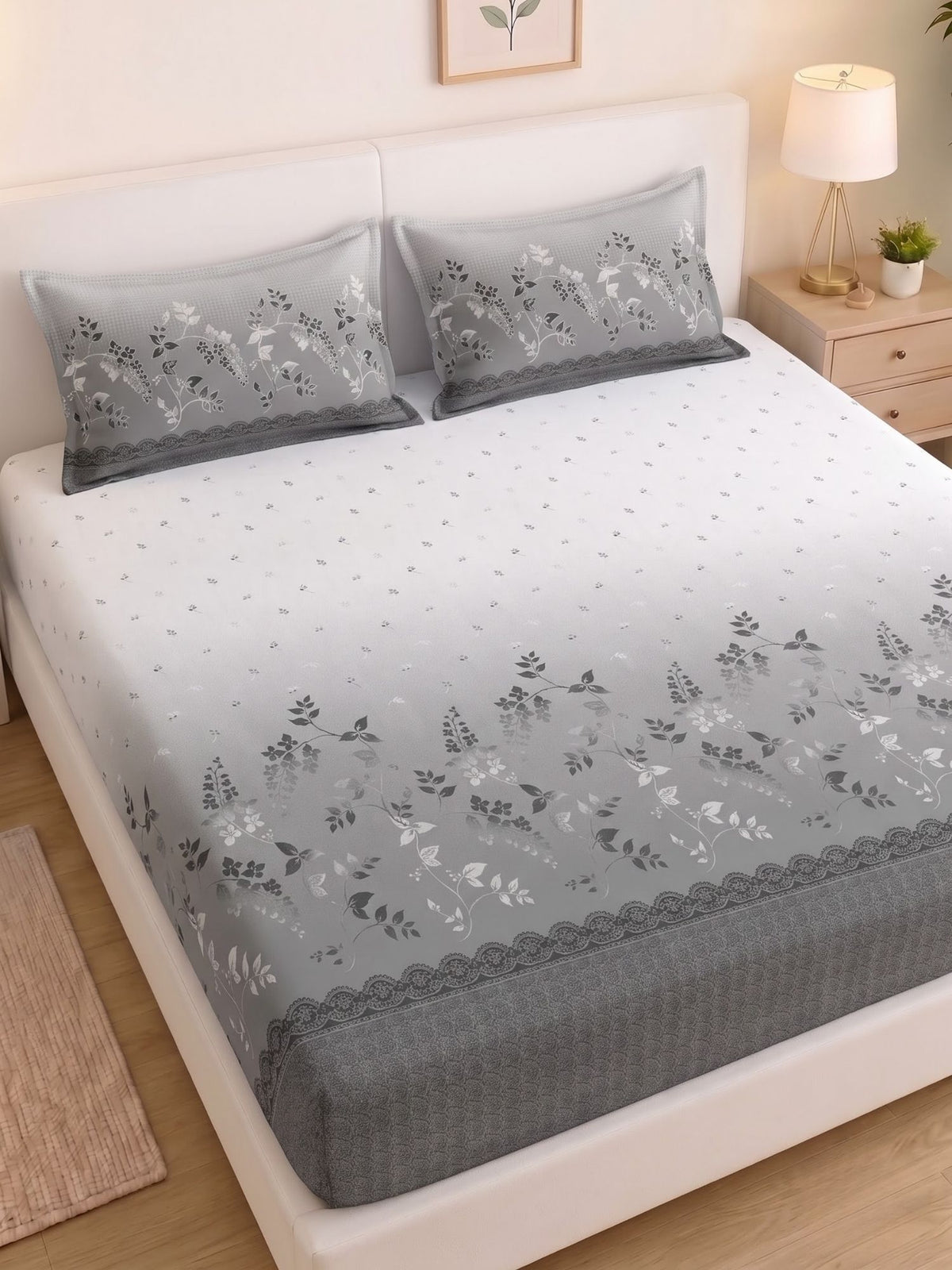 DAZZEL KING 100% Cotton Bedsheet | 210 TC Premium Fabric | King Size 108 x 108 Inches | Includes 2 Pillow Covers