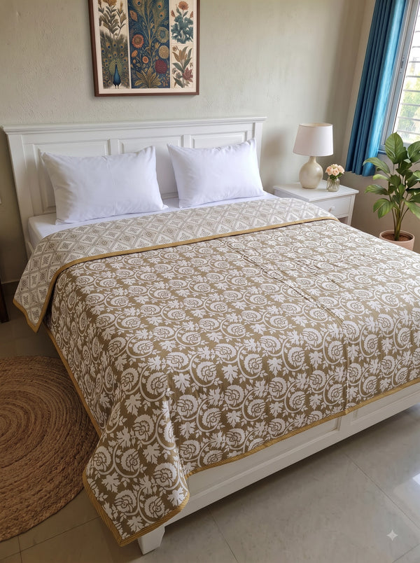 150 GSM Sparsh Premium Cambric Cotton Double Bed Dohar | 210 x 240 cm | Reversible AC Blanket | Heena