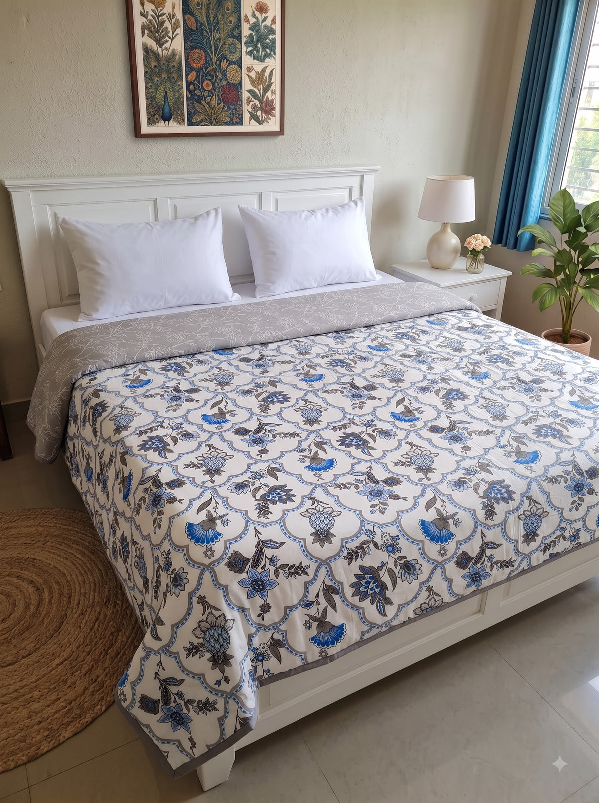 150 GSM Sparsh Ultra Soft Cotton Double Bed Dohar | 210 x 240 cm | Reversible AC Blanket | Cobalt Blue