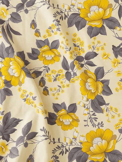 144 TC Fern Printed Cotton Single Bedsheet 90 x 60 Inches with 1 Pillow Cover – Mango Yellow