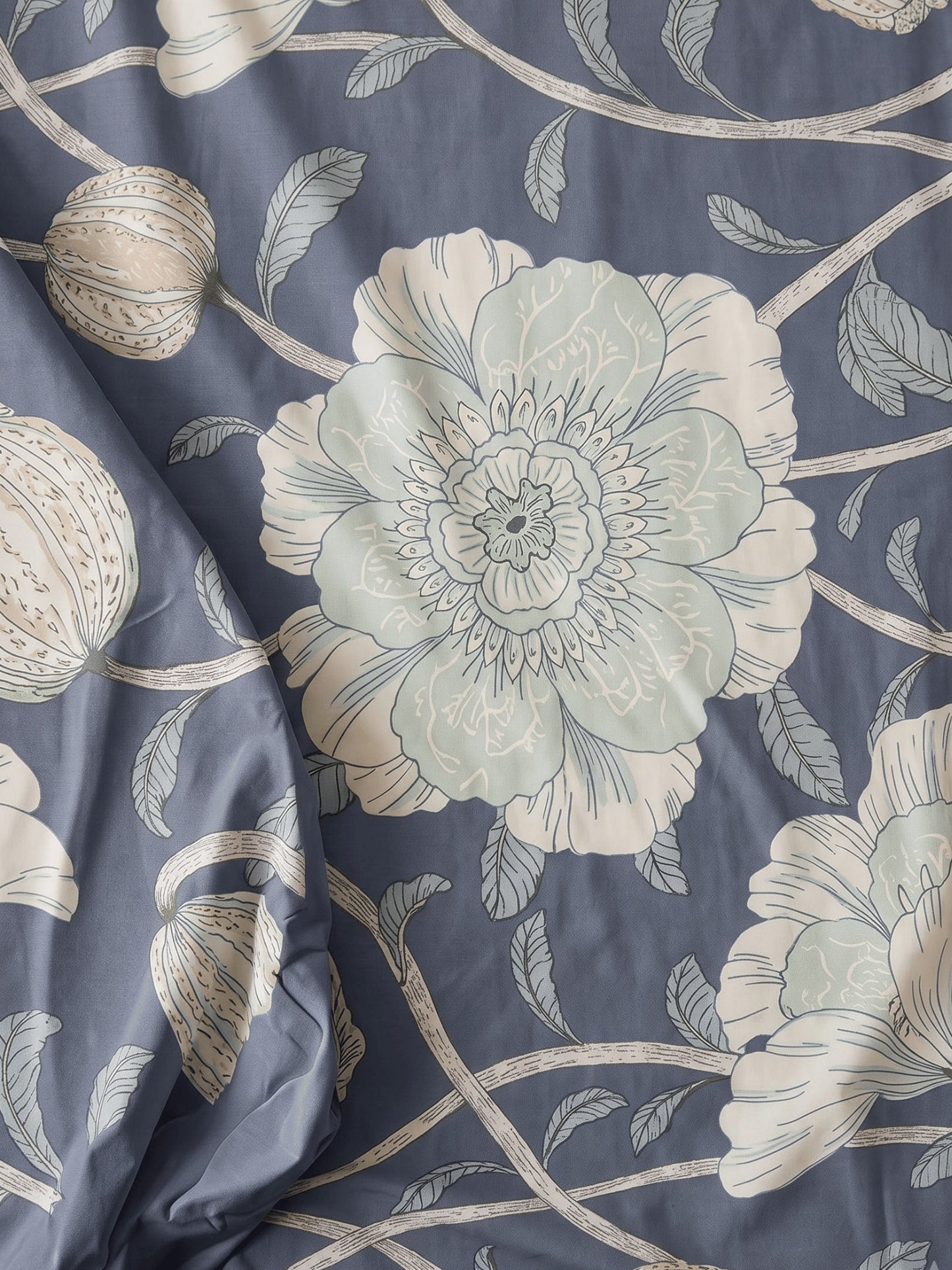 144 TC Fern Cotton Single Bedsheet 90 x 60 Inches with 1 Pillow Cover – Steel Grey