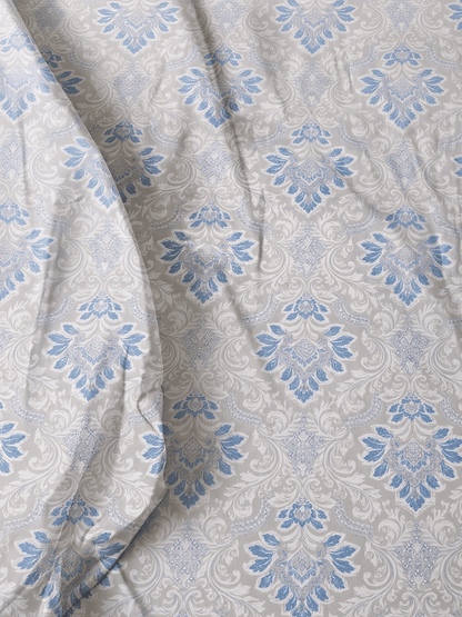 144 TC Fern Printed Cotton Single Bedsheet 90 x 60 Inches with 1 Pillow Cover – Warm Gray