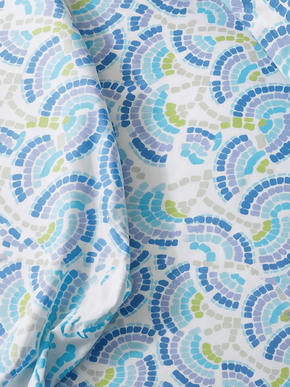 144 TC Fern Cotton Single Bedsheet 90 x 60 Inches with 1 Pillow Cover – Blue N White