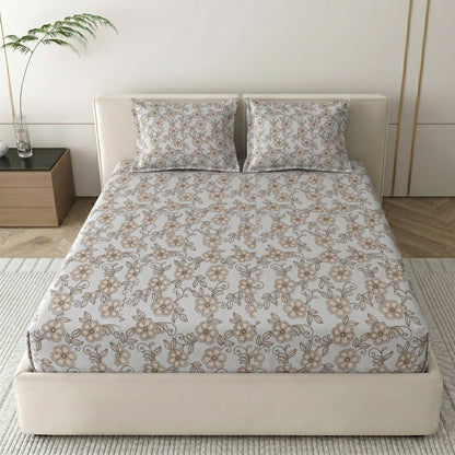 186 TC 100 % Cotton Bed Sheet for Double Bed | 90 x 100 Inch | 2 Pillow Covers