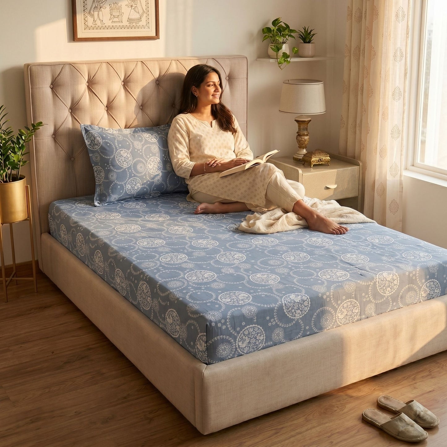 186 TC 100% Cotton Single Bedsheet | 90 x 60 Inch