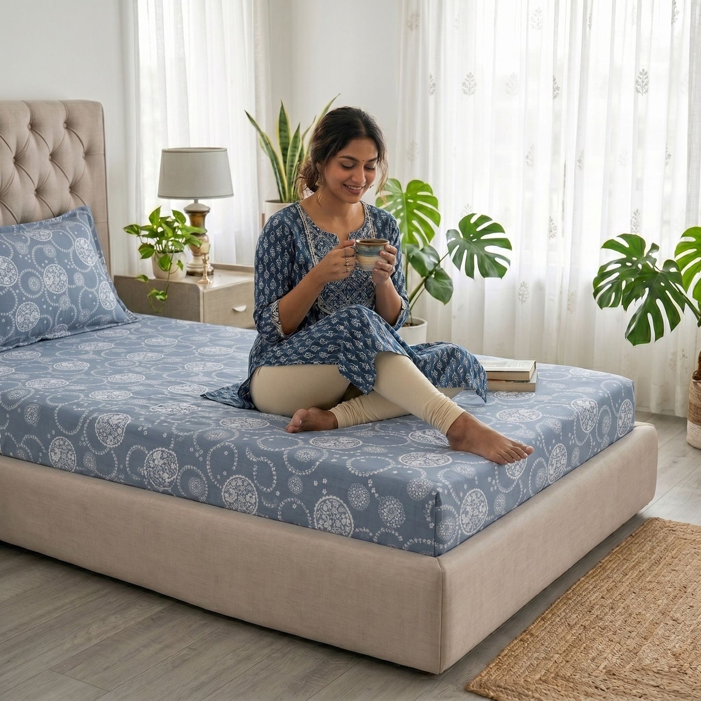 186 TC 100% Cotton Single Bedsheet | 90 x 60 Inch