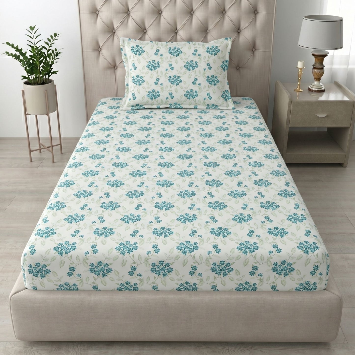 186 TC 100% Cotton Single Bedsheet | 90 x 60 Inch