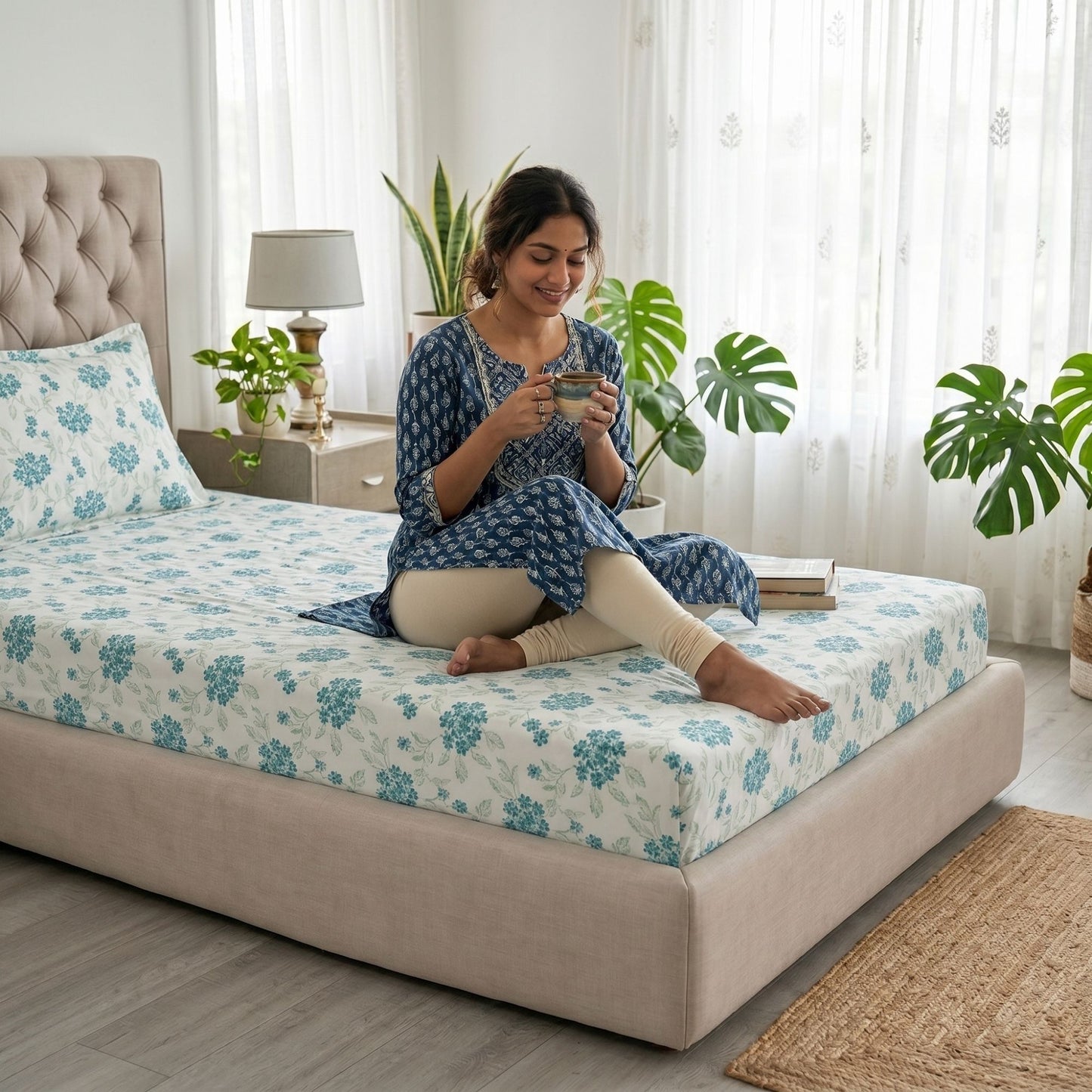 186 TC 100% Cotton Single Bedsheet | 90 x 60 Inch