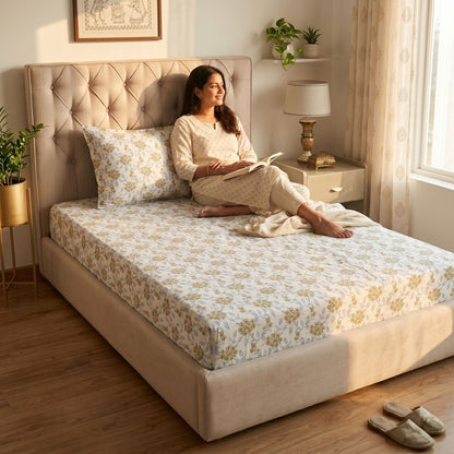186 TC 100% Cotton Single Bedsheet | 90 x 60 Inch